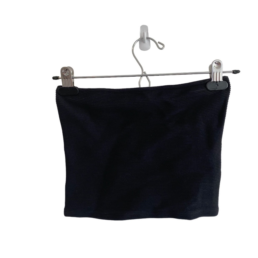 Dynamite Ribbed Strapless Bandeau Black XS